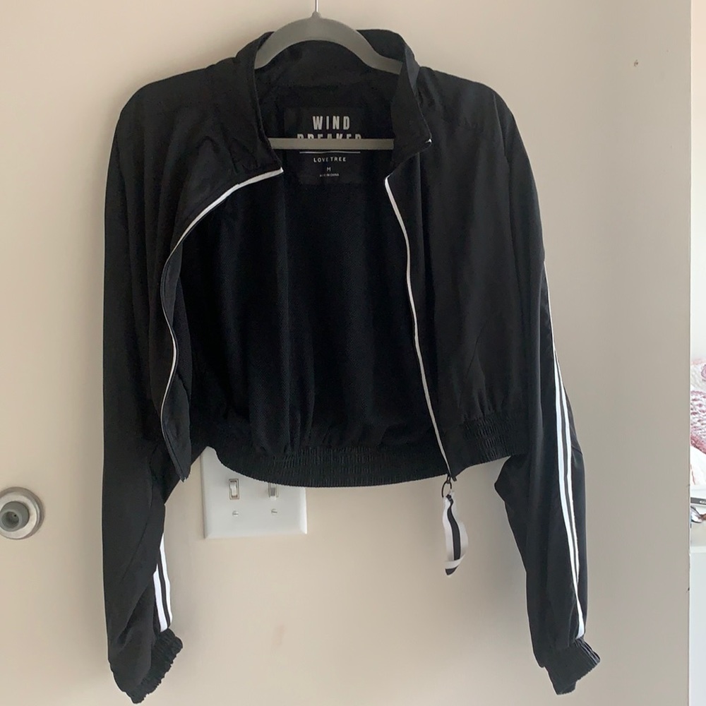 Black Cropped Windbreaker